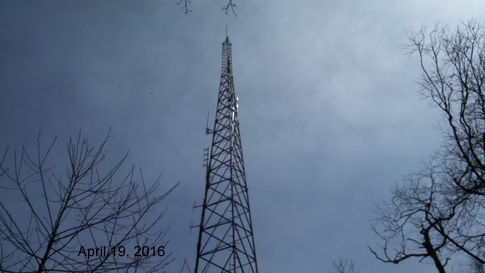 An amateur radio antenna tower against the sky